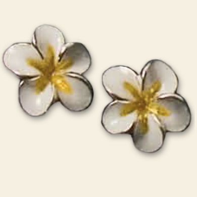 Beautifully Hand Crafted Silver Plumeria Earrings White White Plumeria Earrings