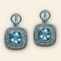Silver and Gold, Blue Topaz and Diamond Earrings