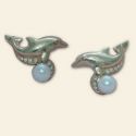 Gold , Diamond and Pearl Dolphin Earrings