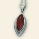 Tear Drop Silver And red Spiny Oyster Inlay Pendant
