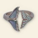 Mother of Pearl and Diamond Whale Tail Ring