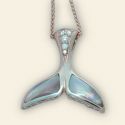 Mother of Pearl and Diamond Whale Tail Pendant